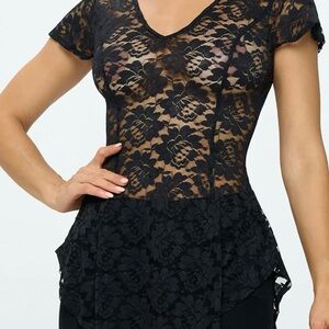 Oh yes Y2K Elegant Black Lace Top